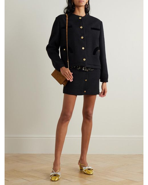 Blazé Milano Black Missy Appaloosa Cotton-Blend Tweed Mini Skirt