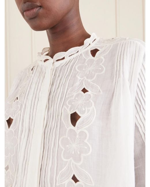 Isabel Marant White Rubra Embroidered Ramie Blouse