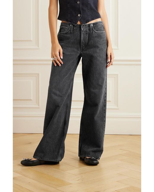 Agolde Black Net Sustain Lex Low-Rise Wide-Leg Organic Jeans