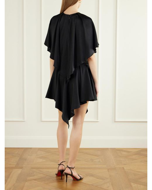 Stella McCartney Black Gathered Satin Mini Dress