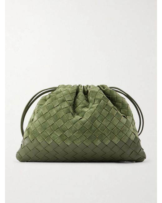 Bottega Veneta Green Dustbag Intrecciato Suede Shoulder Bag