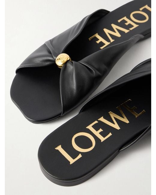 Loewe White Paula's Ibiza Pebble Leather Slides
