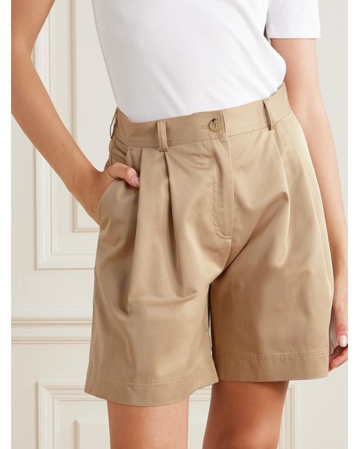 Totême Natural Pleated Organic Cotton-Twill Shorts