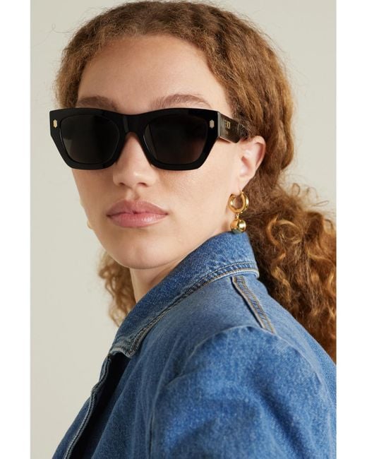 Fendi Black Roma D-Frame Acetate Sunglasses