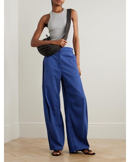 Tibi Blue Sid Tencel Lyocell-Blend Wide-Leg Pants