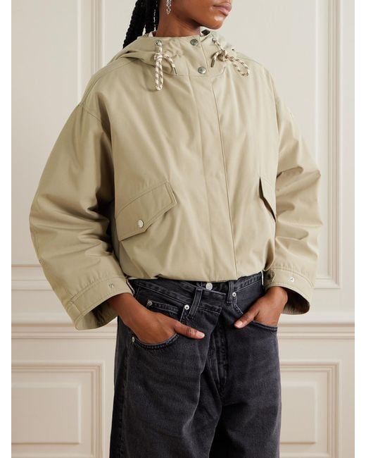 Moncler Natural Eucalyptus Hooded Cropped Shell Down Jacket