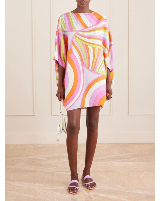 Emilio Pucci Pink Printed Silk-Twill Kaftan