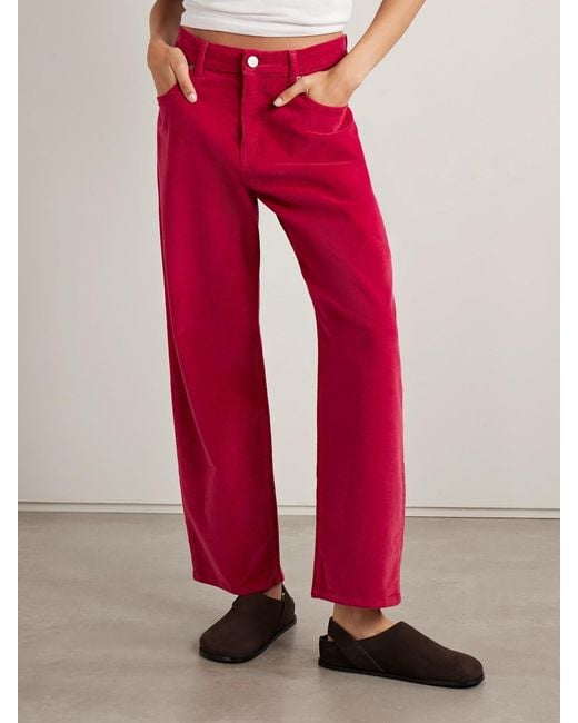 La Ligne Red Marilyn Cotton-Blend Corduroy Wide-Leg Pants