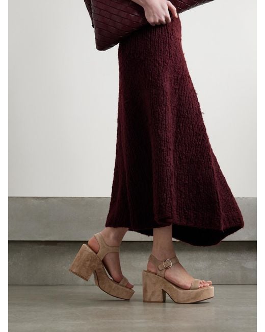 Gabriela Hearst Natural Iman Suede Platform Sandals