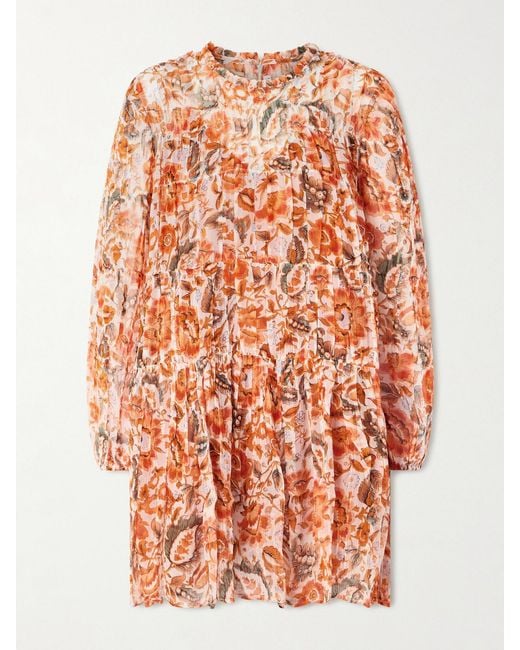 Alix Of Bohemia Multicolor Juno Topaz Tiered Floral-Print Georgette Mini Dress