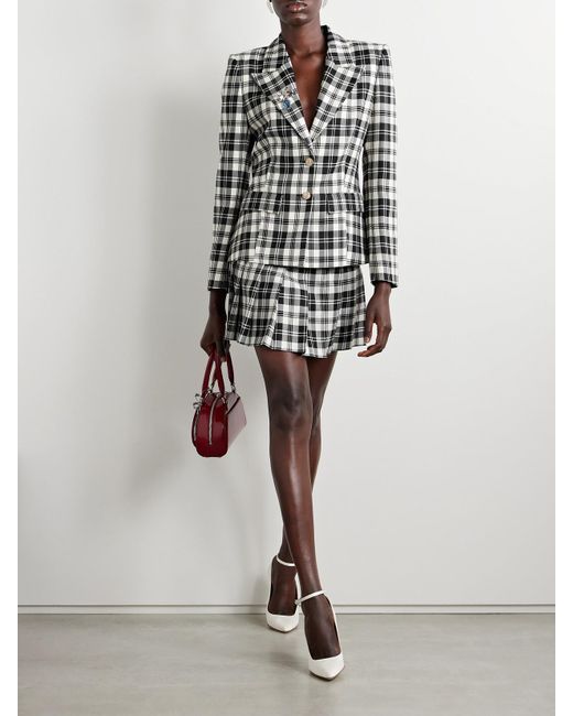 Alessandra Rich Black Checked Wool-Twill Blazer