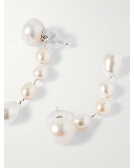 Sophie Buhai White Small Passante Fresh Water Pearl Earrings