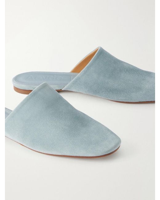 Aeyde White Rega Suede Slides