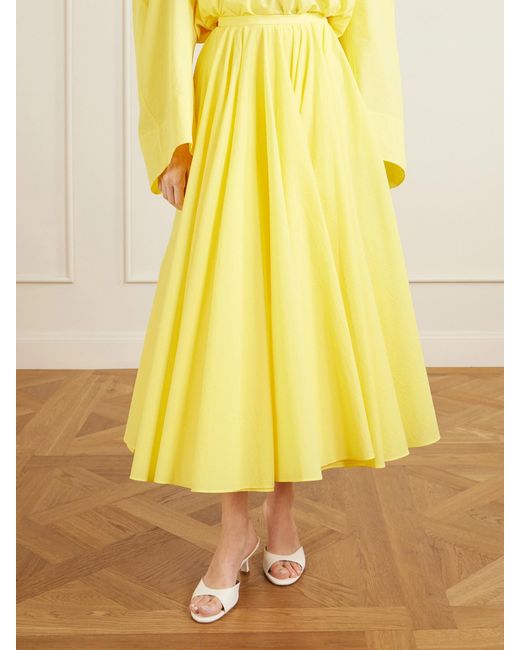 Jacquemus Yellow Paysan Asymmetric Cotton-Blend Crepon Midi Skirt