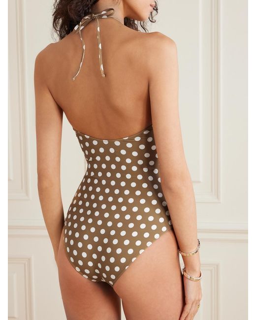 Marysia Swim White Avalon Polka-Dot Halterneck Swimsuit