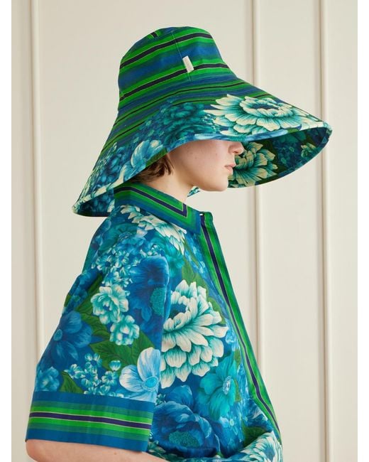 ALÉMAIS Blue Margo Printed Cotton-Twill Sunhat