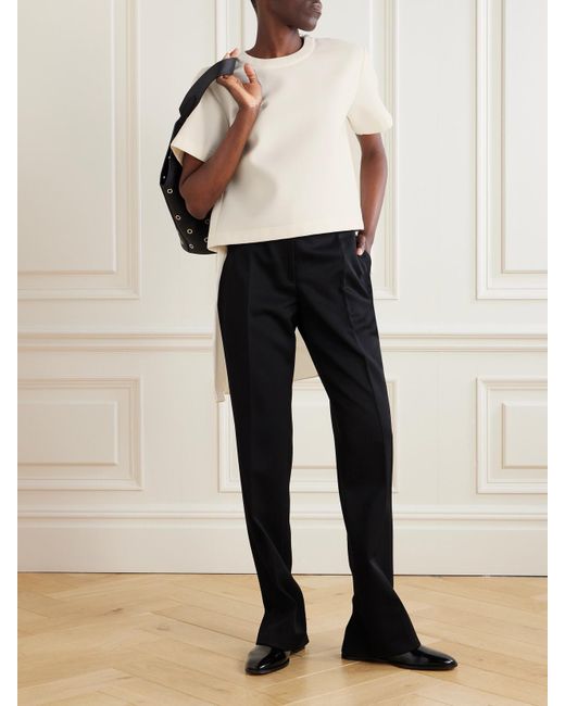 Sacai Natural Layered Canvas And Chiffon T-Shirt