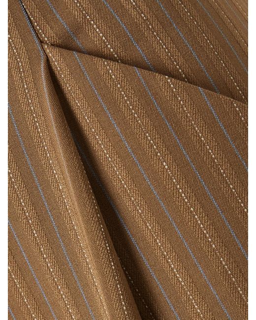 Veronica Beard Natural Rimini Pleated Pinstriped Woven Wide-Leg Pants