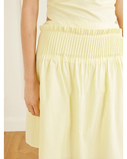 Sir Yellow Rochelle Pintuck Cotton Midi Skirt