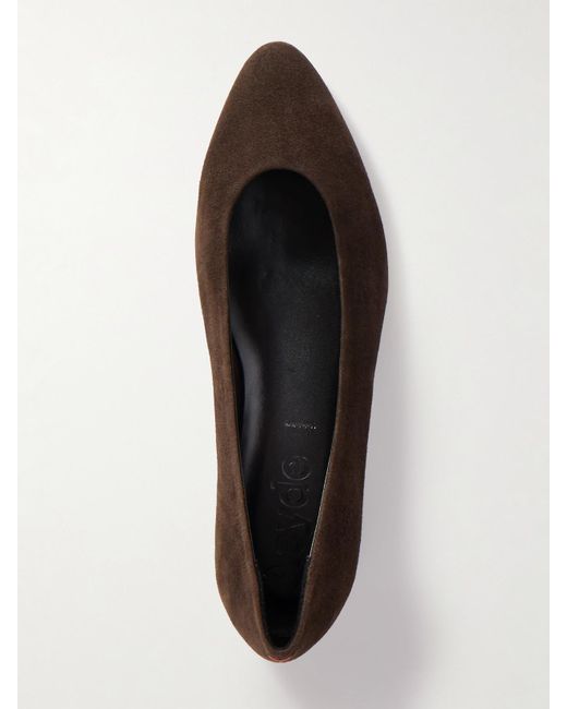 Aeyde White Ellie Suede Ballet Flats