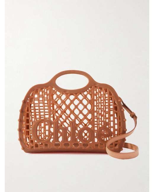 Sac Porté Épaule En Caoutchouc À Finitions En Cuir Et À Clous Cage Chloé en coloris Brown