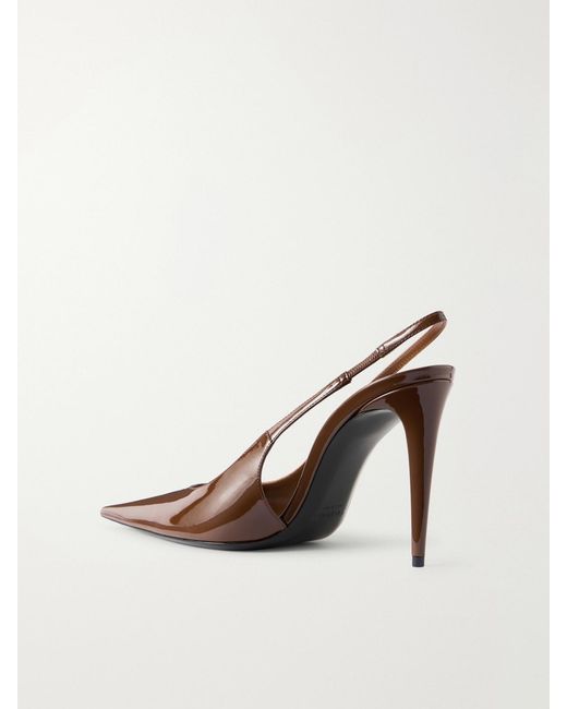 Saint Laurent Brown Guermantes Leather Slingback Pumps