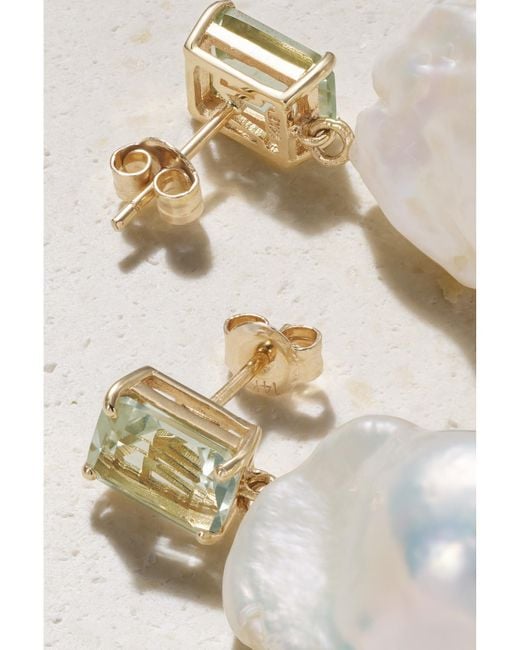 Mateo Natural 14-Karat, Pearl And Amethyst Earrings
