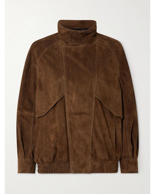 Nour Hammour Brown Ariste Oversized Paneled Suede Jacket