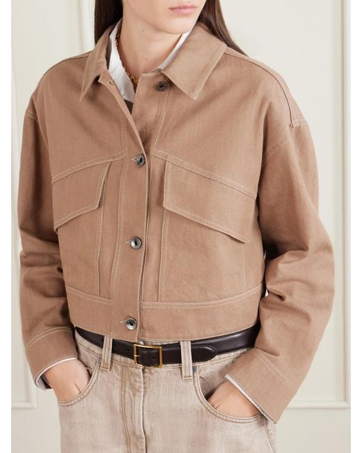 Brunello Cucinelli Natural Cropped Cotton-Twill Jacket