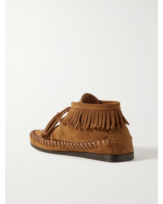 Isabel Marant Brown Felsa Fringed Tasseled Leather-Trimmed Suede Ankle Boots