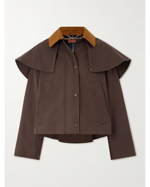 Altuzarra Brown Austen Jacke Aus Baumwoll-Canvas Mit Velourslederbesatz