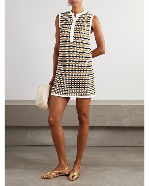Eres White Tempo Inedite Minikleid Aus Einer Gehäkelten Baumwollmischung Mit Streifenmuster