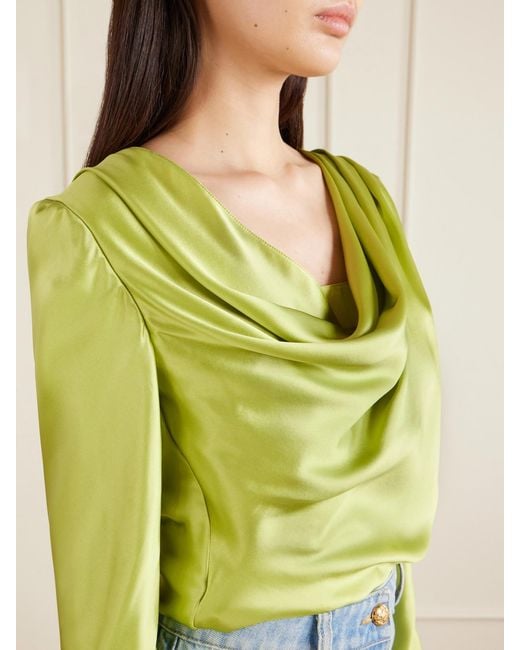 Valentino Garavani Green Silk-Satin Blouse