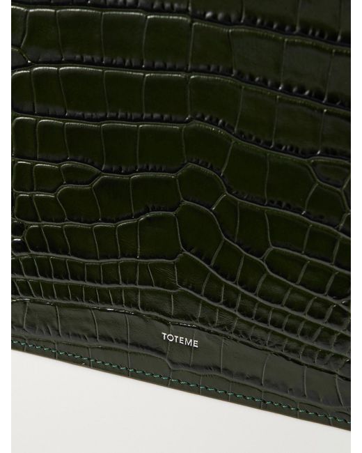 Totême Black Threefold Croco-Embossed Leather Clutch