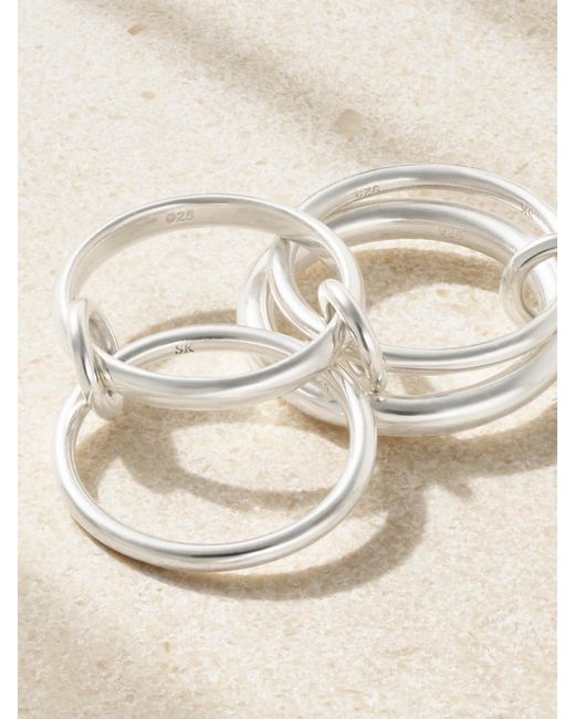 Four Rngs Spinelli Kilcollin Hyacinth Set Of Four Sterling Rings in Natural | Lyst