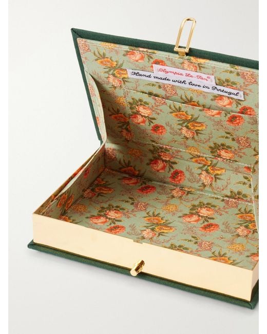 Olympia Le-Tan Green The Queen Of Cards Embroidered Canvas Clutch