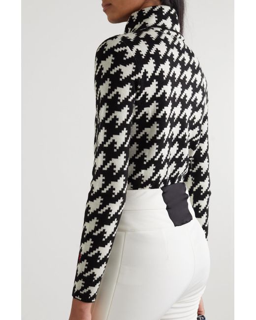 Perfect Moment Houndstooth Merino Wool Turtleneck Sweater in Black | Lyst UK