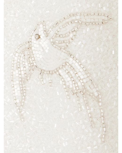 Clio Peppiatt Natural Snowdrop Embellished Beaded Stretch-Tulle Mini Dress