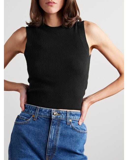 Nili Lotan Black May Cropped Cashmere Tank
