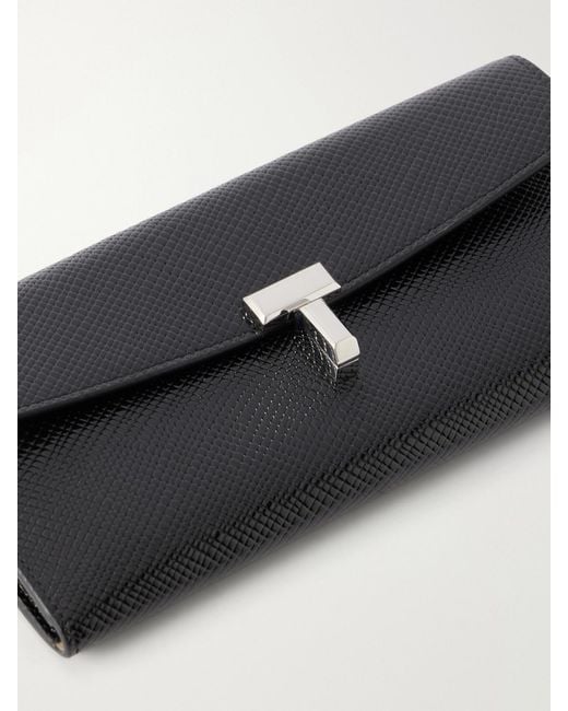 Totême Black T-Lock Patent-Leather Wallet