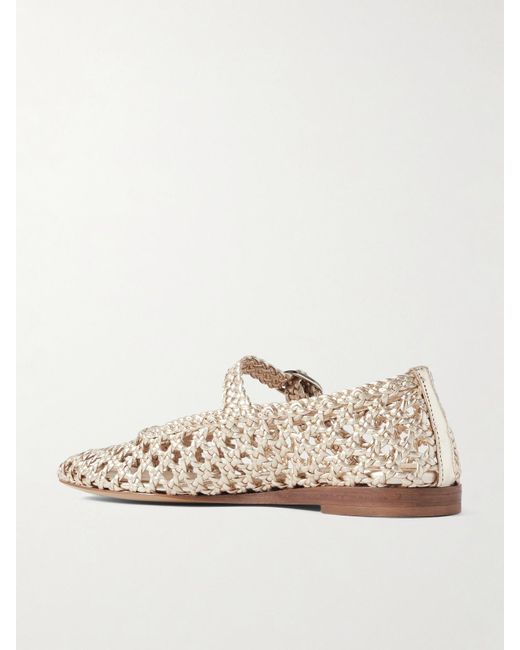 Le Monde Beryl Natural Mary-Jane-Ballerinas Aus Geflochtenem Metallic-Leder