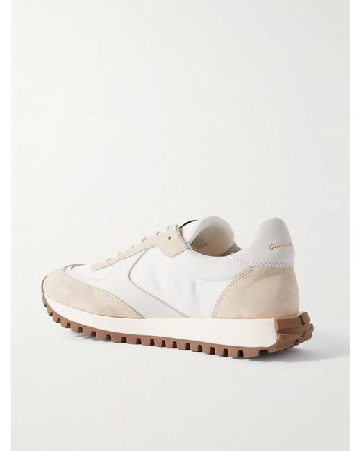 Gianvito Rossi Natural Gravel Suede, Leather And Shell Sneakers