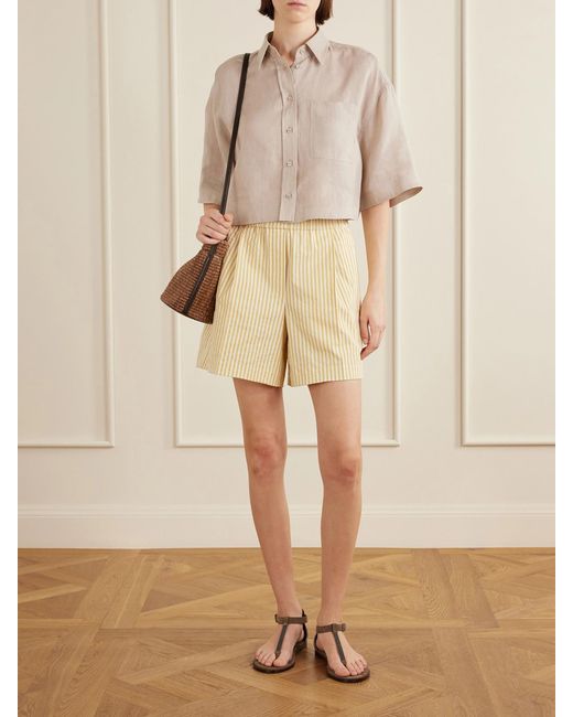 Brunello Cucinelli Brown Leather-Trimmed Raffia Bucket Bag