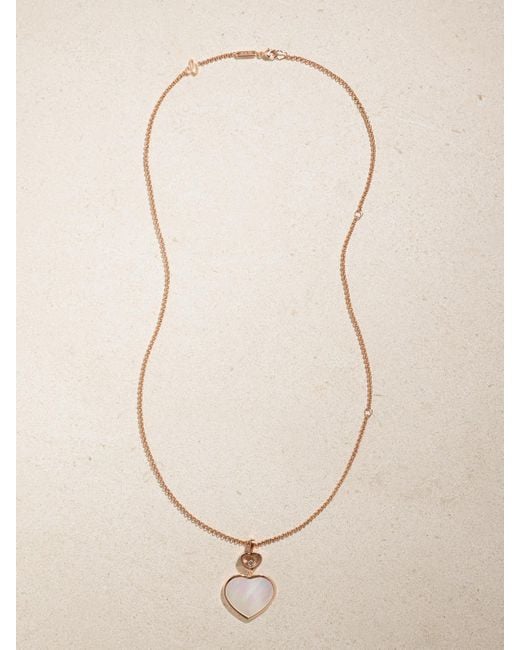 Chopard Natural Happy Hearts 18-Karat Rose, Mother-Of-Pearl And Diamond Necklace