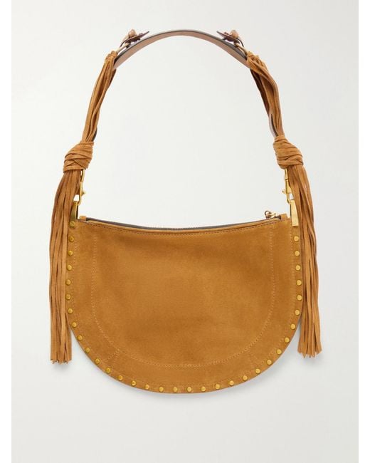 Isabel Marant Brown Oskan Studded Suede Shoulder Bag