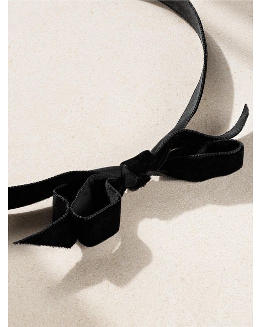 Mateo Black 14-Karat, Velvet, Topaz And Diamond Choker