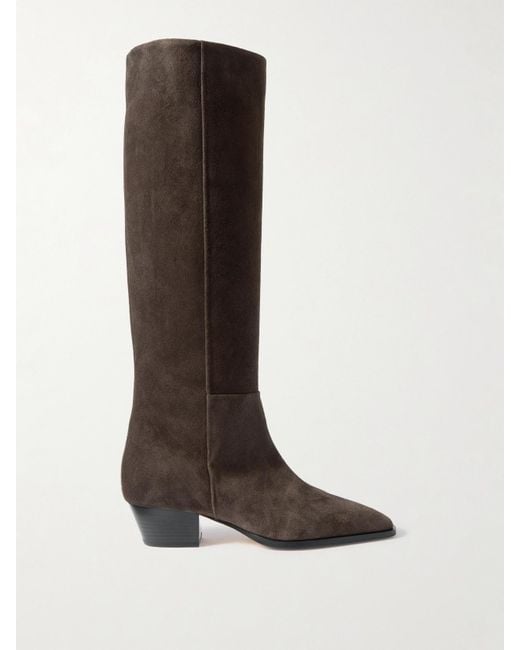 Aeyde Brown Medea Suede Knee Boots