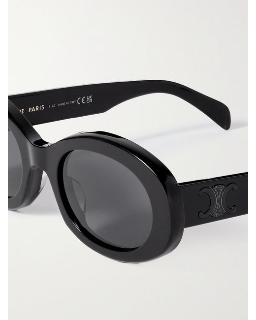 Céline Black Triomphe Oval-Frame Acetate Sunglasses