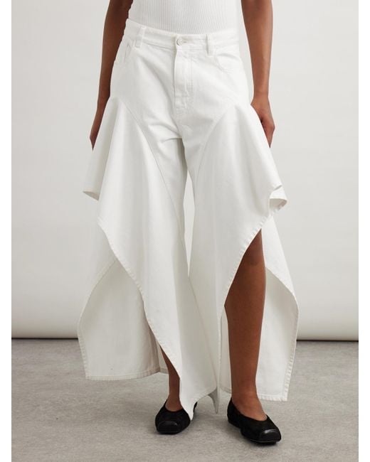 Alaïa White Ruffle Slit Jeans