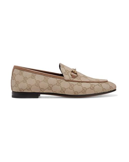 Gucci Natural Jordaan Gg-jacquard Canvas Loafers